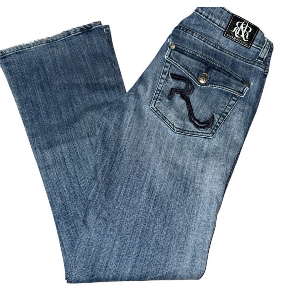 Rock And Republic Bootcut Jeans Blue Size 12 Y2K Mid Rise Stretch Denim✨ - Picture 3 of 9